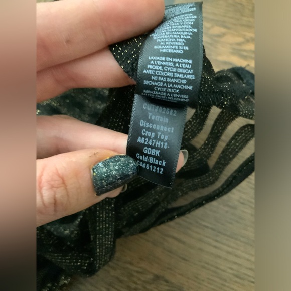 KORAL Terrain Cropped Top Black Gold Women’s Size Large BRAND NEW Made in USA - Picture 12 of 15